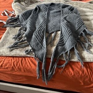 Billabong Charcoal Gray Women's Poncho with Fringe